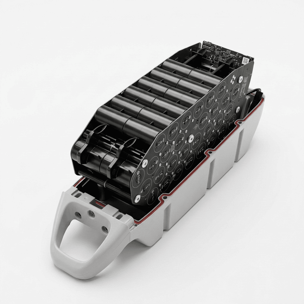 Infinite Battery pack — boîtier ouvert, accès au module de cellules